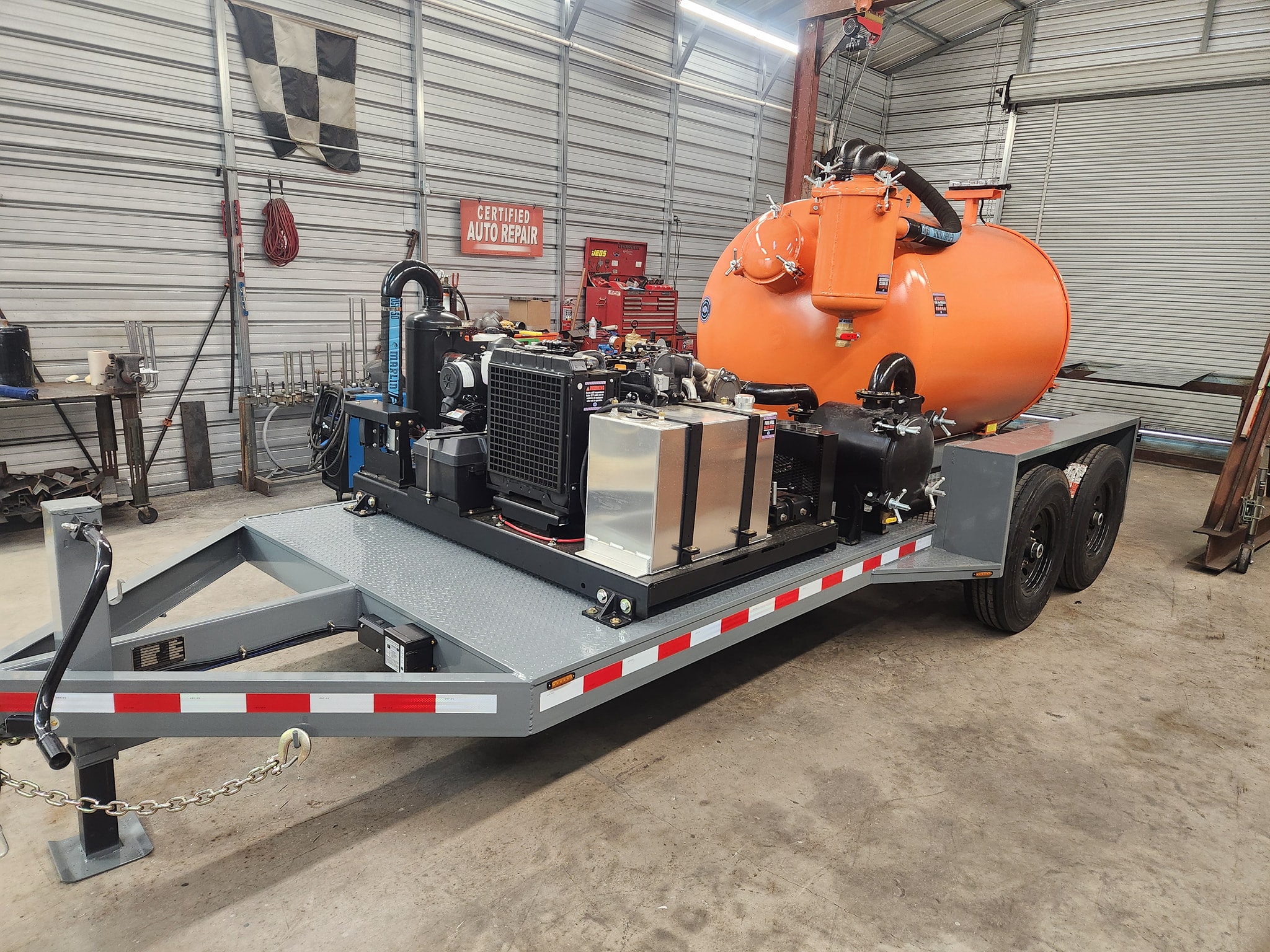 Orange-Gray Vacuum Trailer